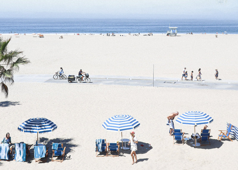 Striped Umbrellas and Red Bandanas <br> Large 141 x 105cm <br> White Grain Frame