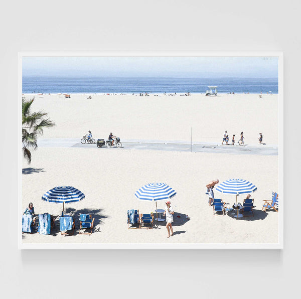 Striped Umbrellas and Red Bandanas <br> Large 141 x 105cm <br> White Grain Frame