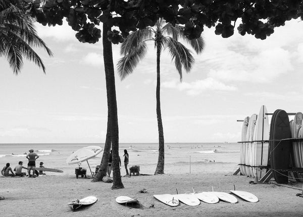 Waikiki Dreaming in Black and White<br>Small 71x56cm <br> Black Grain Frame + Artglass